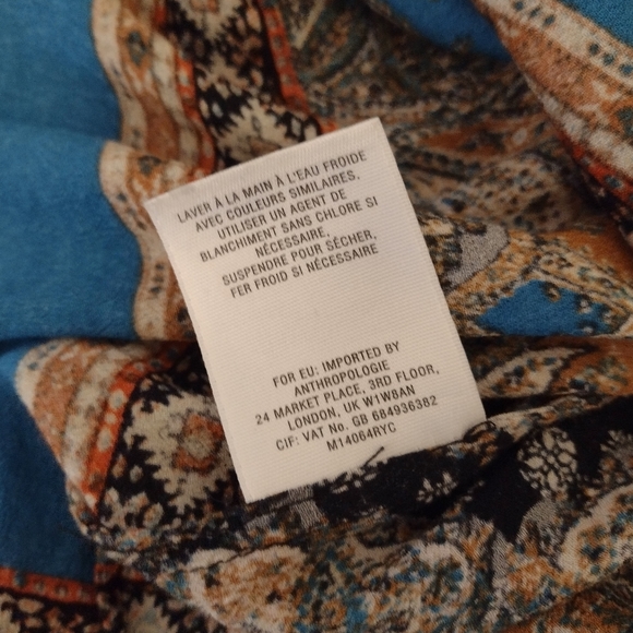 Anthropologie Meadow Rue Black Print Popover Flowy Blouse NWOT Size S - Picture 6 of 10